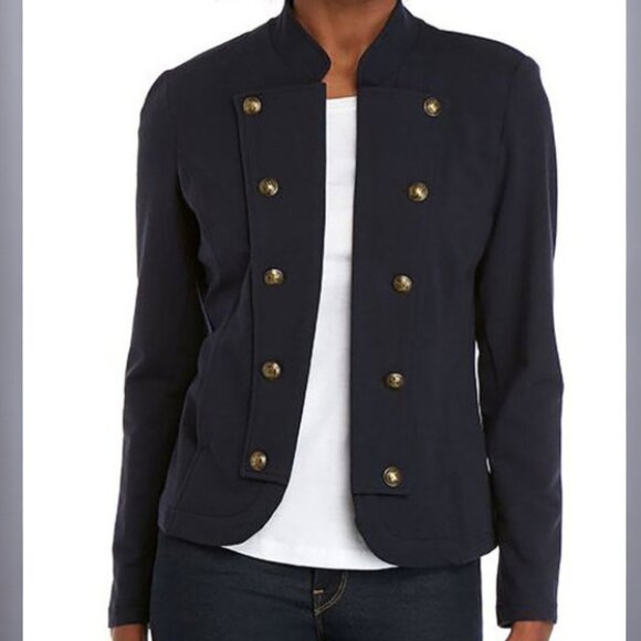Tommy Hilfiger Jackets & Blazers - TOMMY HILFIGER | Navy Blue Military Band Open Ponte Blazer